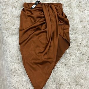 NWT fashion nova bronze Satin midi skirt